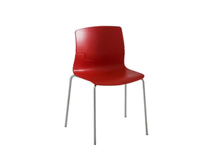 Gaber Slot Stacking Canteen Chair Without Armrests In Red With Metal Legs