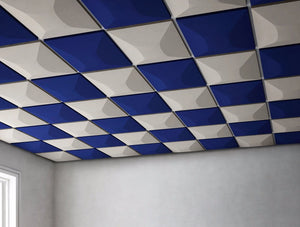 Gaber Uniko Pyramid Acoustic Suspended Ceiling Tiles In Blue And White