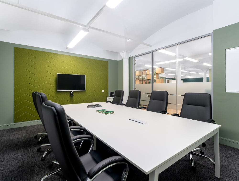 High Back Chair With White Rectangular Table In Meeting Room Setting