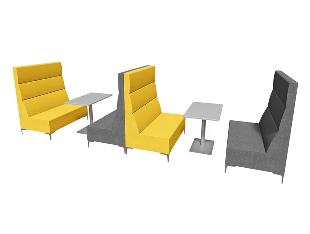 Huddle Modular Booth High Seating Pod With Yellow Finish And Grey Table