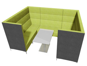 Huddle Modular Cave High Seating Pod With Coffee Table And Green Finish