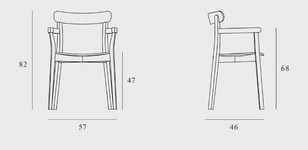 Icho Wooden Dining Armchair Dimensions