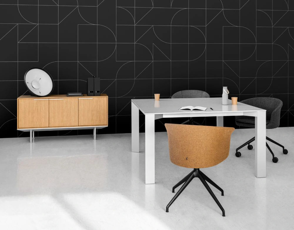 In Executive Office Cabinet 7 with Light Grey Square Table and Armchairs