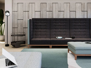Jig Modular High Back Sofa In Black And Blue For Breakout Area