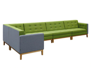 Jig Modular Low Back Soft Seating With Corner End And Straight Unit In Green And Grey