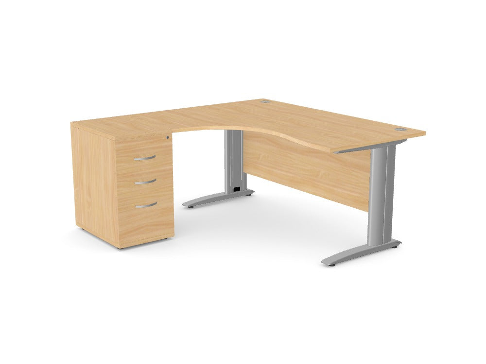 Custom Komo Crescent Desk with Pedestal - Ref: JIFSKD
