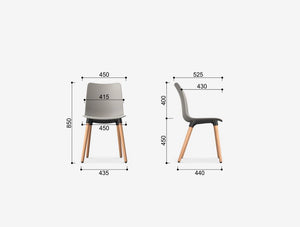 Klass Plastic Dining Chair with Wooden Legs Dimensions