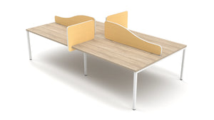 Light Desk Screens in Yellow Finish Attached in a Bench Desk 2