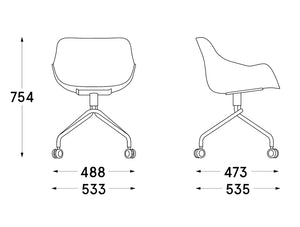 Mdd Baltic Basic Shell Armchair On Four Spoke Base With Castors 8 Dimensions