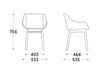 MDD Baltic Basic Shell Armchair with Wooden Base 11 Dimensions