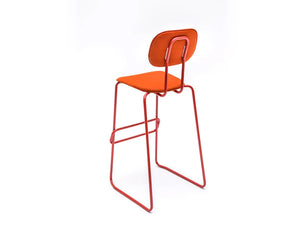 Mdd New School High Sled Chair In Orange Upholstery And Foot Rest