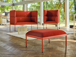 Mdd Stilt Monochromatic Pouffe 6 In Red Finish With Red 2 Seater Sofa And Red Single Seater Sofa