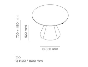 Mara Follow Meeting Cone Sit Stand Table With Conical Base And Round Top Dimensions