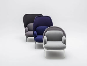 Mesh Armchair With High Shield And Bright Purple Finish