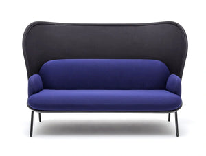 Mesh Sofa With High Shield In Purple And Black Upholstred Finish With Black Legs