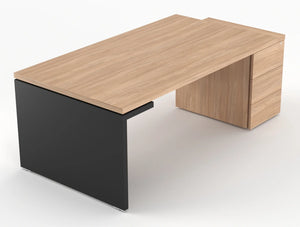 Mito Executive Desk With Side Storage Amber Oak Top Black Matt Body 2019Mm