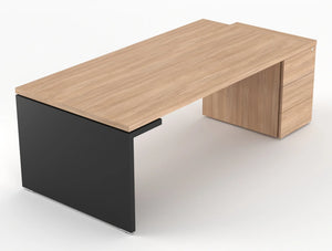 Mito Executive Desk With Side Storage Amber Oak Top Black Matt Body 2219Mm