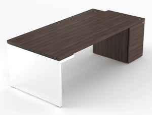 Mito Executive Desk With Side Storage Robinia Top White Gloss Body 2219Mm
