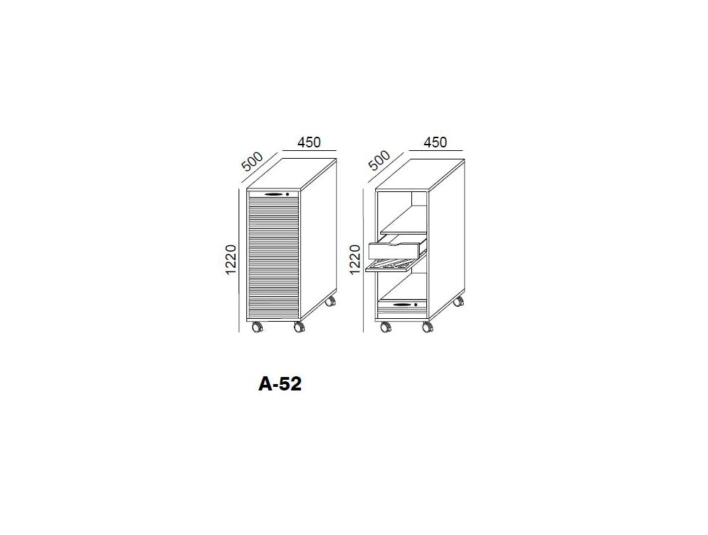 Mobile Desk High Cabinet A 52 Dimensions