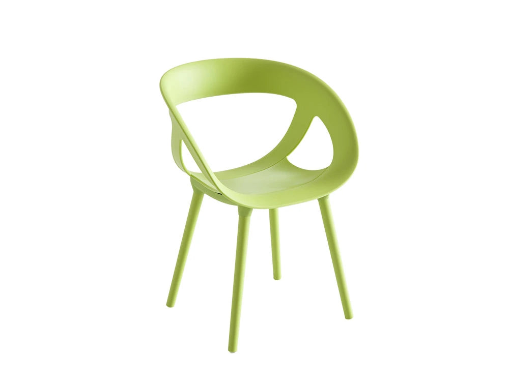 Moema Stackable Canteen Chair With Wooden Legs In Green