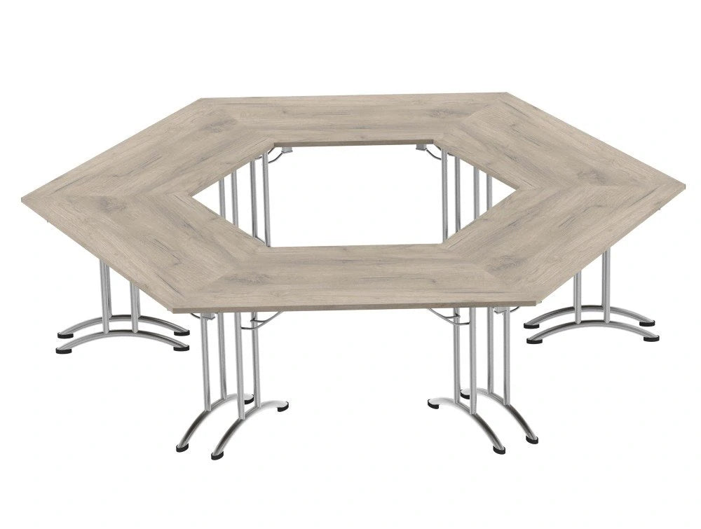 Morph Meeting Configuration 03 Hexagon Shaped In Grey Craft Oak Chrome M 03 Go Chr