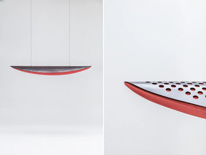 Mute Design Shell Curved Hanging On Ceiling Acoustic Panel With Upholstered Front And Metalised Back