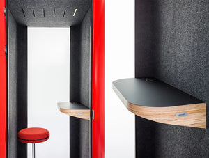 Mute Design Space S Soundproof Office Phone Booth With Table In Laminate Black Finish And Wood