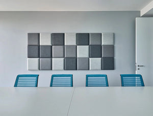 Mute Design Wall Blocks Acoustic Screens 3D Square Grey in Meeting Room