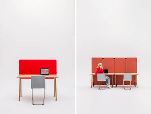 Mutedesign Duo Desk And Freestanding Acoustic Screen In Red