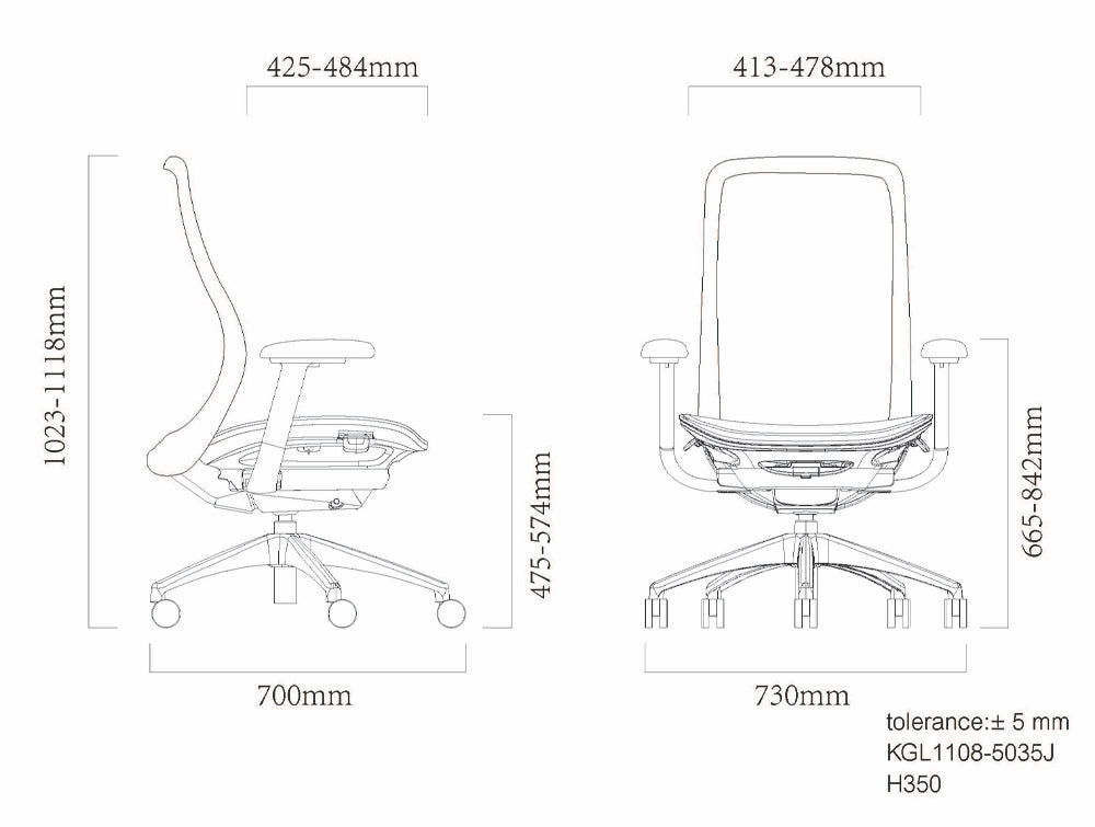 NV Mesh Height Adjustable Mesh Back Armchair Black Dimensions