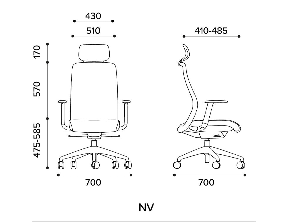 NV Vinyl Height Adjustable Armchair Dimensions