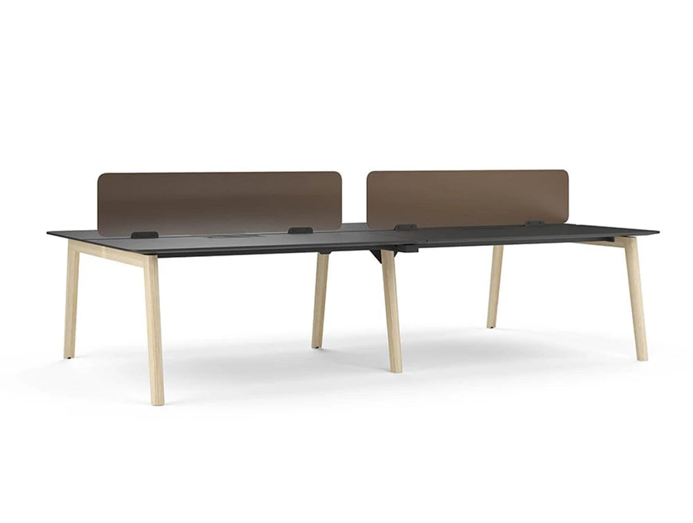 Narbutas Nova Wood Bench Desking System with Wooden Legs