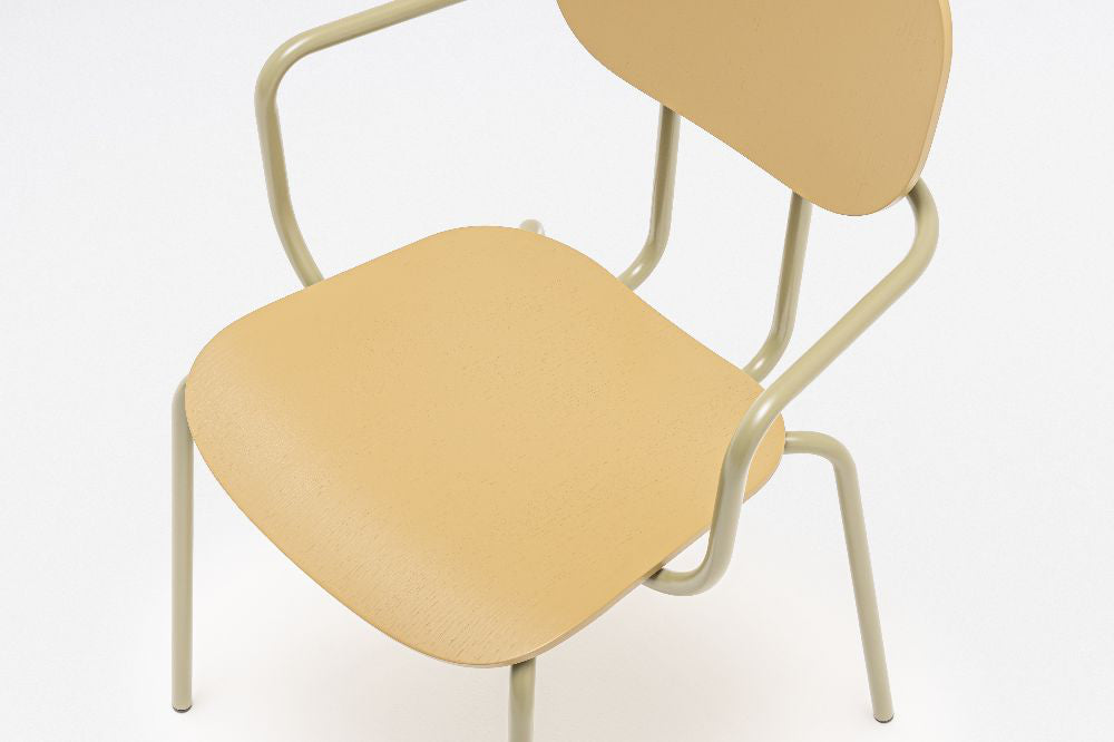 New School High Back Chair on 4 Legged Metal Frame Detail 5