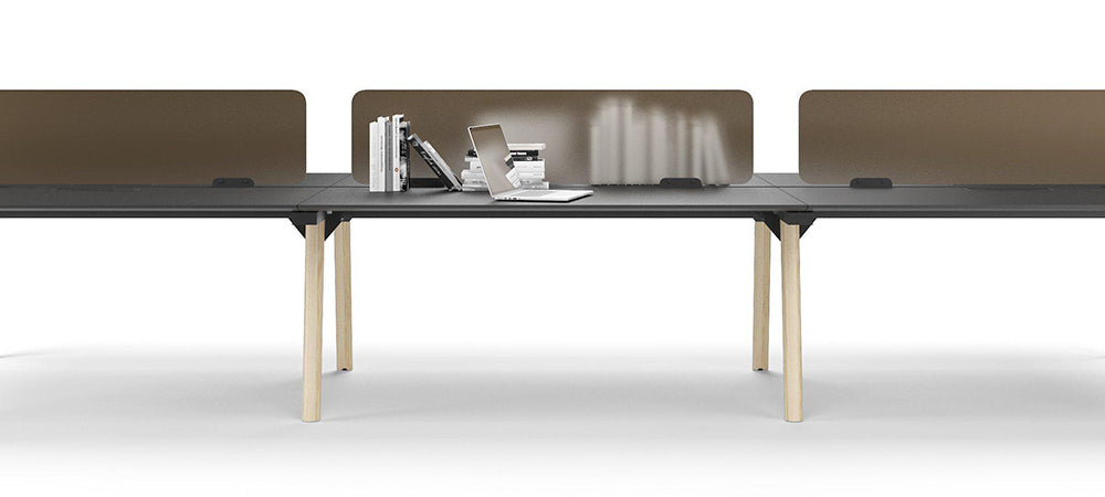 Narbutas Nova Wood Bench Desking System With Wooden Legs 2