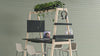 Nova Wood Meeting Table with Wooden Frame and Legs with Black Planter