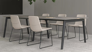 Narbutas Nova Wood Meeting Table With Wooden Legs With Black Leg Chair In Meeting Room Setting