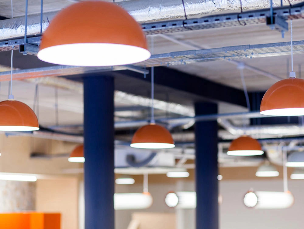 Orange Light Fittings With Blue Supports
