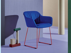 Pedrali Babila Chair With Armrests 2 In Blue Seat Finish With Orange Legs