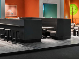 Pedrali Modus 2.0 Modular Corner Sofa 2 In Black With Modular Seatings In A Bar