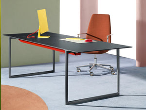 Pedrali Toa Industrial Style Multi Tasking Table 6 In Black Finish With Office Chair In Office Space