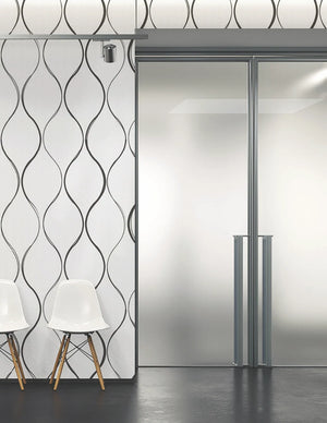 Ezoboard Print Sheet Wall Panel In Two Toned Finish With White Tub Chair