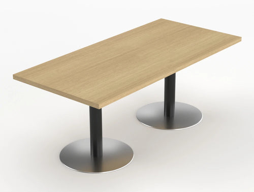 Quando Executive Meeting Table With Pillar Base Canadian Oak Top Aluminium Base