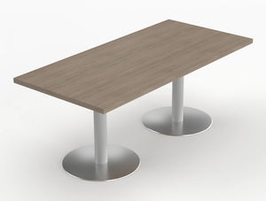 Quando Executive Meeting Table With Pillar Base Grey Oak Top Aluminium Base