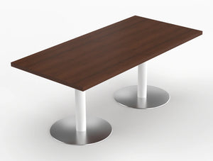 Quando Executive Meeting Table With Pillar Base Lowland Walnut Top White Base