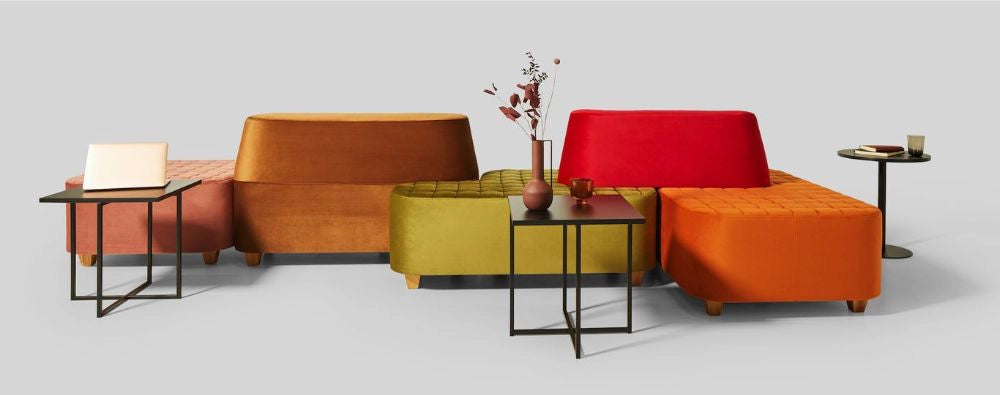 Quick Square Reception Table in Black with Colourful Modular Seating