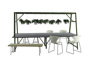 Relic Cloud Outdoor Themed Meeting Room Table With Hanging Plants