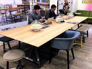 Relic Breakout Table With Rectangular And Round Stools