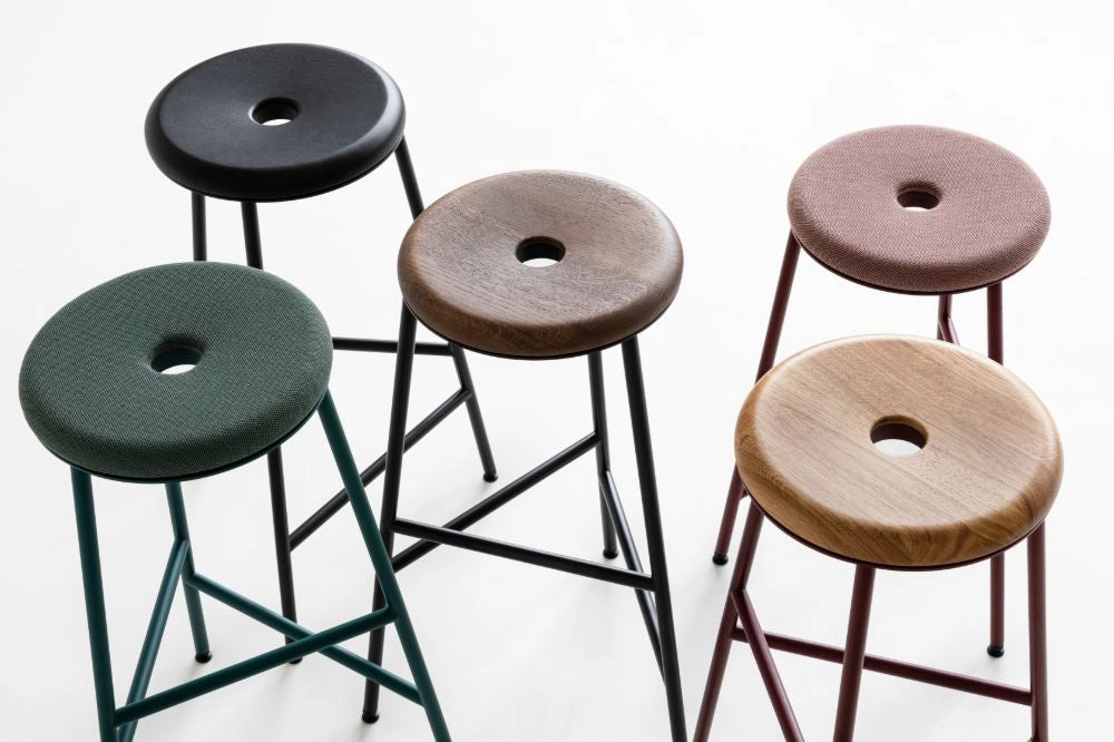 Rotor Upholstered and Wooden Bar Stools