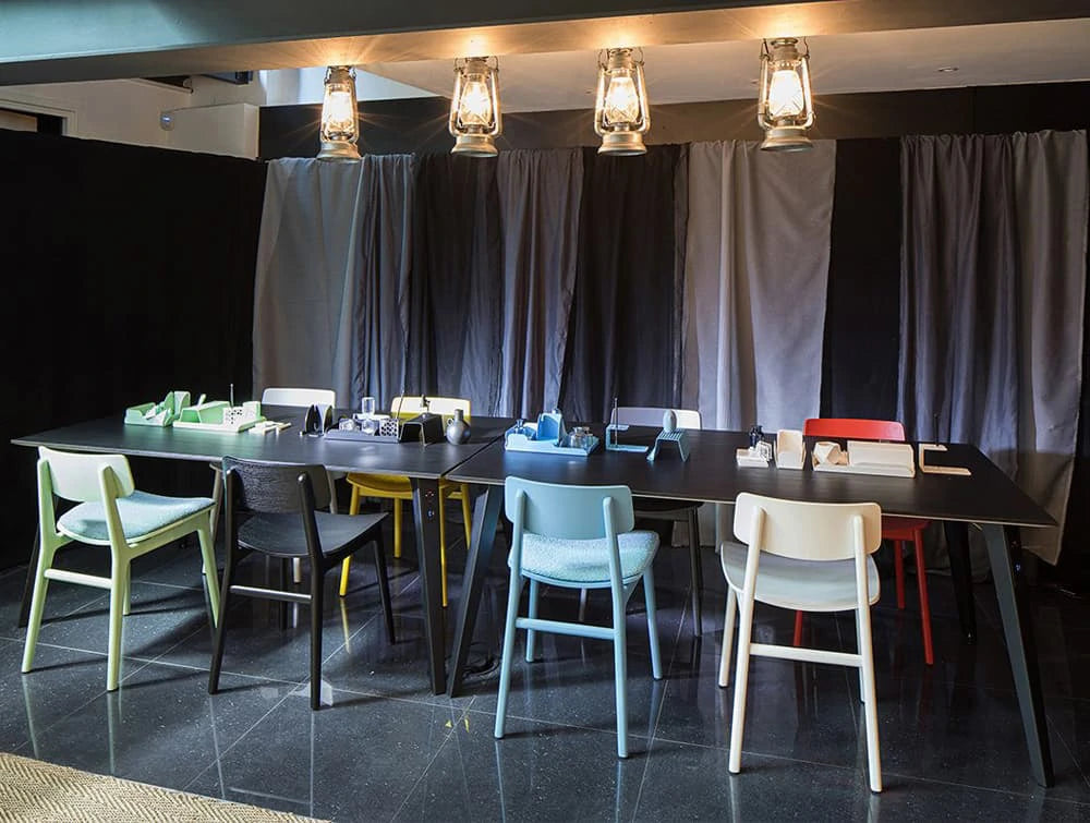 Scandi Wooden Four Legged Meeting Room Chair In Different Colours Finishes Red Yellow Green