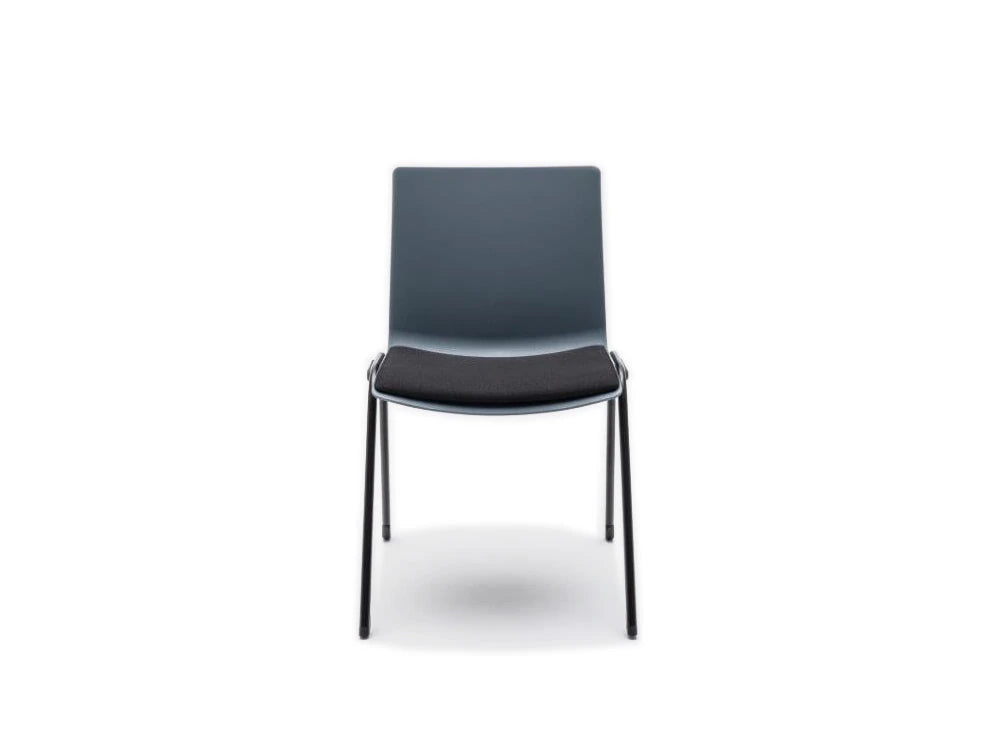 Shila A Frame Conference Chair On Castors With Black Legs And Black Cushion